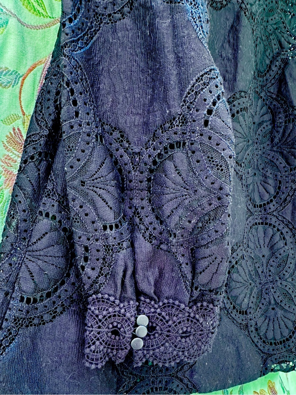 Sezane Bianca top black open pattern sz small 34 bust A Paris Sezane - Picture 3 of 4